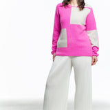 Suzusan Damen Kaschmir Pullover pink hellgrau