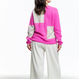 Suzusan Damen Kaschmir Pullover pink hellgrau