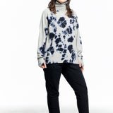Suzusan ladies cashmere sweater Shibori black white