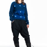 Suzusan ladies cashmere cardigan with dots blue