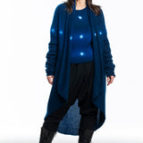Suzusan ladies cashmere cardigan with dots blue