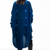 Suzusan ladies cashmere cardigan with dots blue