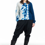 Suzusan Damen Kaschmir Pullover Madara Shibori offwhite blue