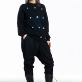 Suzusan ladies cashmere sweater with dots black