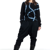 Suzusan ladies cashmere sweater Shibori black white