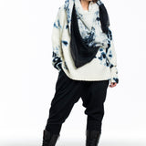 Suzusan Damen Kaschmir Pullover Oversized Madra Shibori weiß schwarz