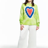The Elder Statesman Kaschmir Pullover kiwi mit Heart Print