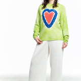 The Elder Statesman Kaschmir Pullover kiwi mit Heart Print
