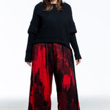 Y's Yohji Yamamoto women's culotte flannel pants red black