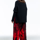 Y's Yohji Yamamoto women's culotte flannel pants red black