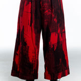 Y's Yohji Yamamoto women's culotte flannel pants red black