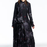 Y's Yohji Yamamoto women's long dress with floral print black