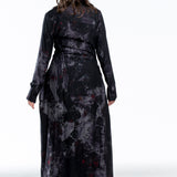 Y's Yohji Yamamoto women's long dress with floral print black