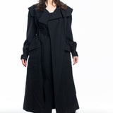 Y's Yohji Yamamoto women's avant-garde coat with belt black