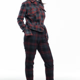 Yohji Yamamoto ladies biker jacket check bordeaux gray