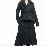 Yohji Yamamoto Damen Rock lang Karo schwarz dunkelgrau