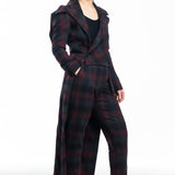 Yohji Yamamoto women's avant-garde frock coat check bordeaux-grey