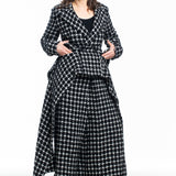 Yohji Yamamoto Damen Gehrock Karo schwarz-weiß