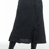 Yohji Yamamoto Damen Rock lang Karo schwarz dunkelgrau