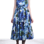 SAMANTHA SUNG Damen Träger-Kleid ASTER mit floralem Print weiß blau