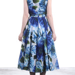 SAMANTHA SUNG Damen Träger-Kleid ASTER mit floralem Print weiß blau