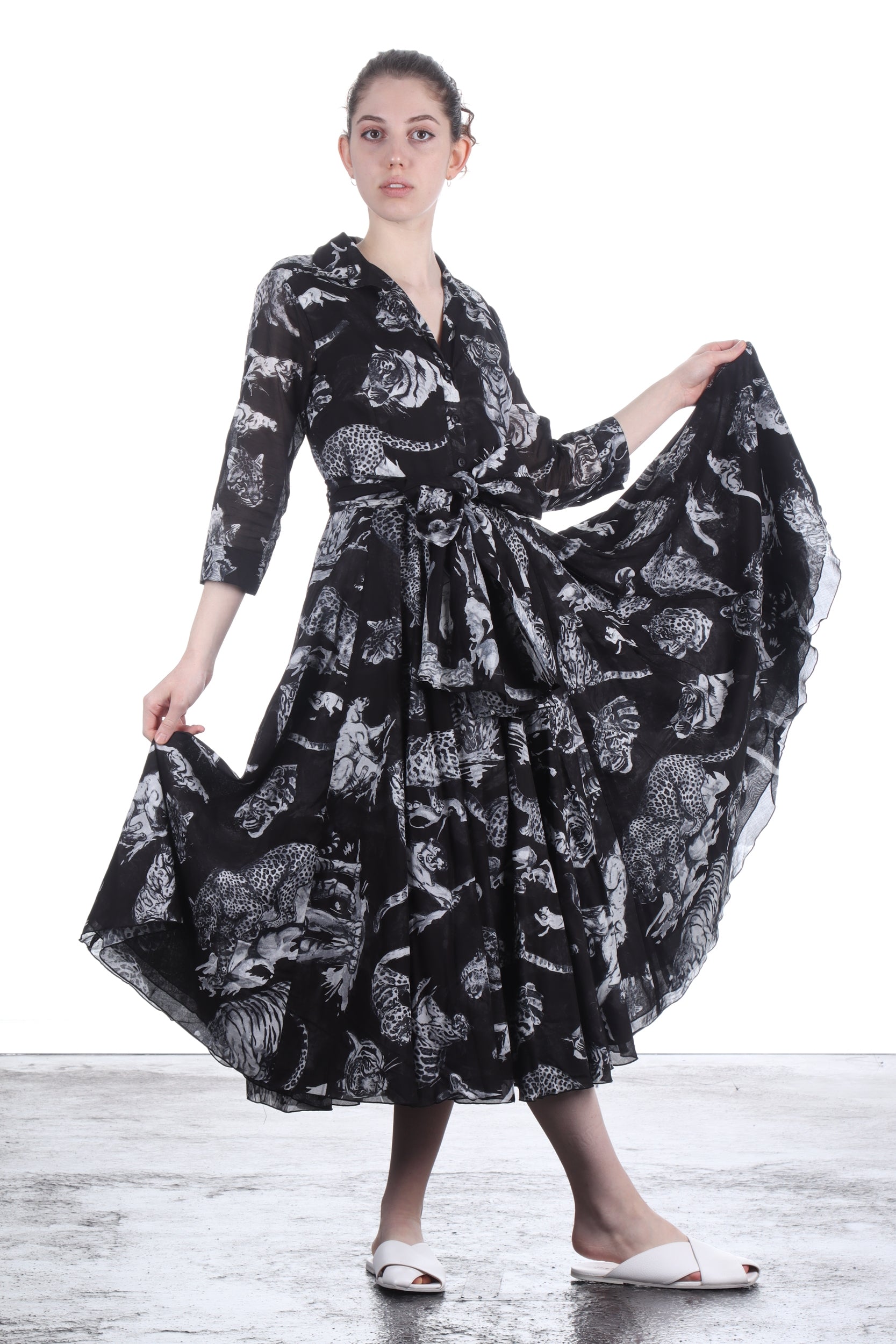 SAMANTHA SUNG Hemdblusenkleid ASTER schwarz weiß Print