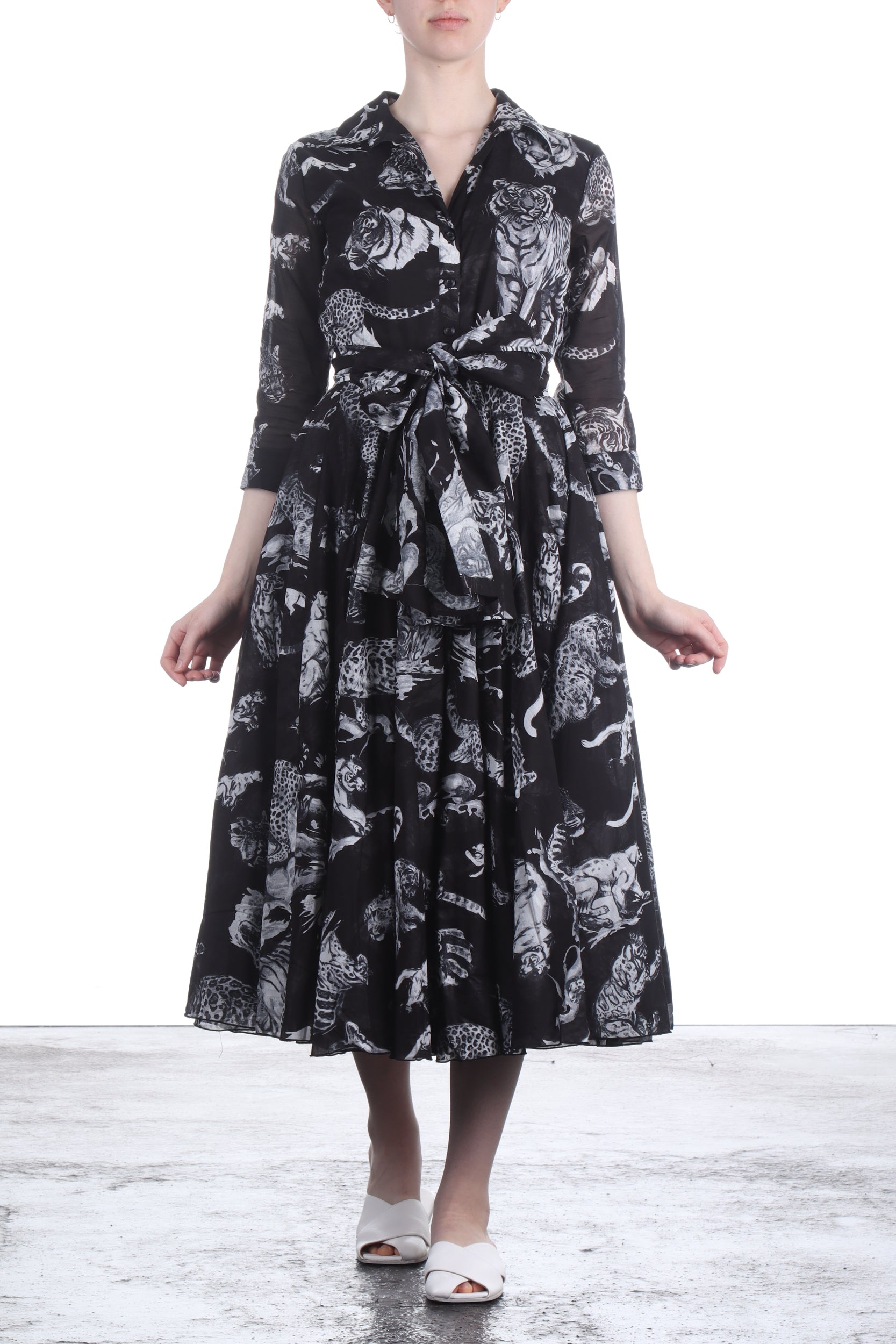 SAMANTHA SUNG Hemdblusenkleid ASTER schwarz weiß Print