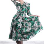 SAMANTHA SUNG Damen Kleid AUDREY mit Print grau grün