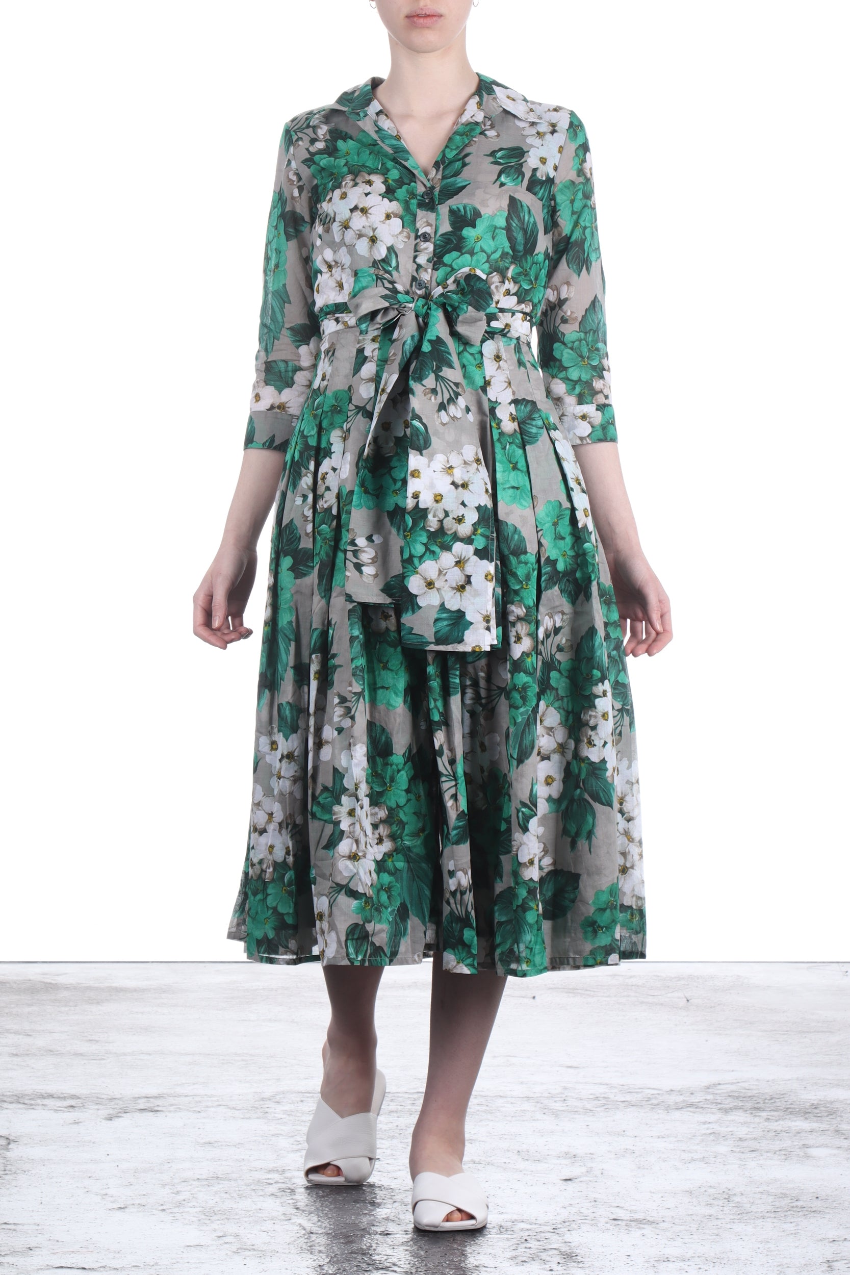 SAMANTHA SUNG Damen Kleid AUDREY mit Print grau grün