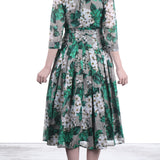 SAMANTHA SUNG Damen Kleid AUDREY mit Print grau grün
