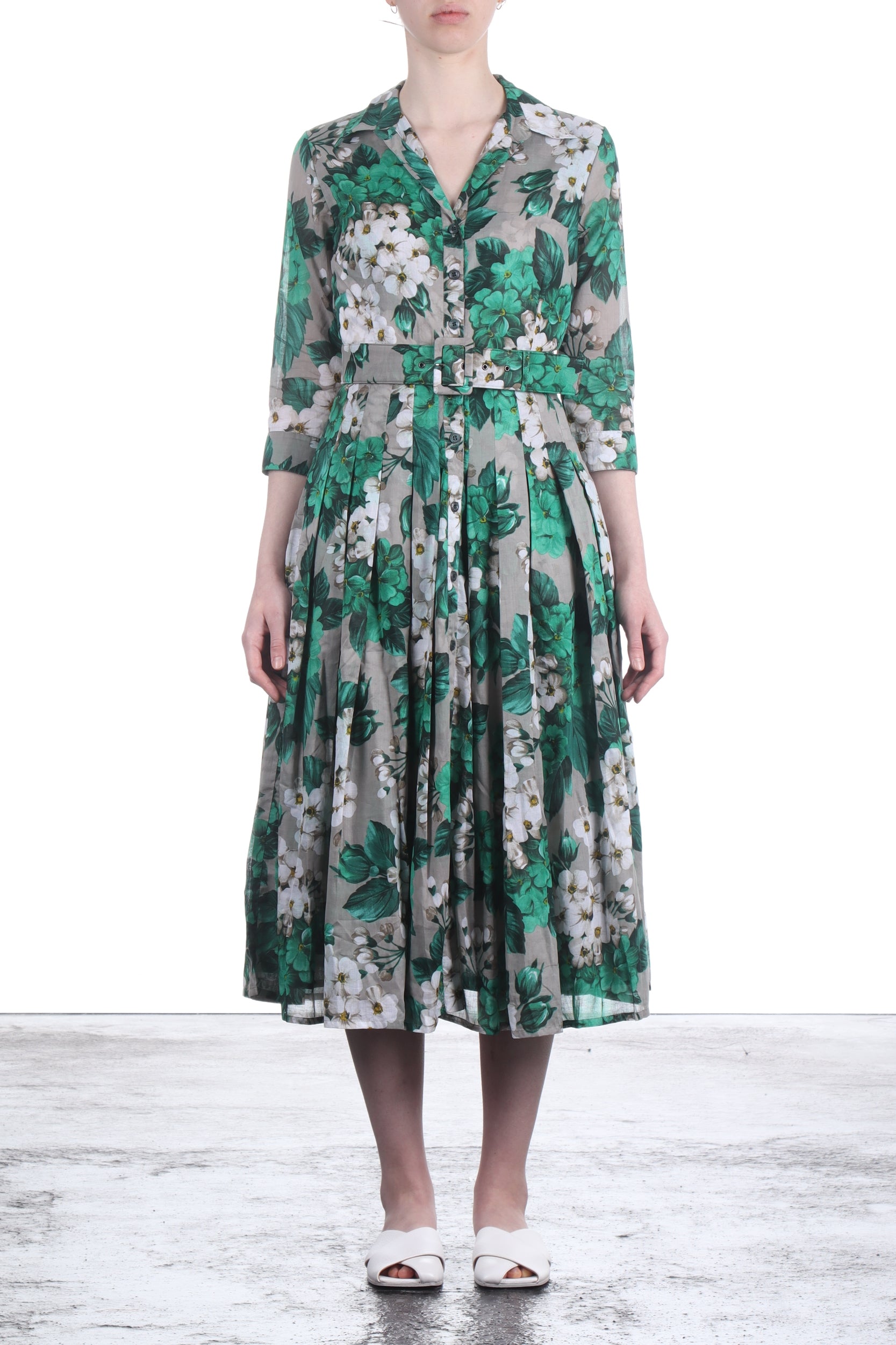SAMANTHA SUNG Damen Kleid AUDREY mit Print grau grün