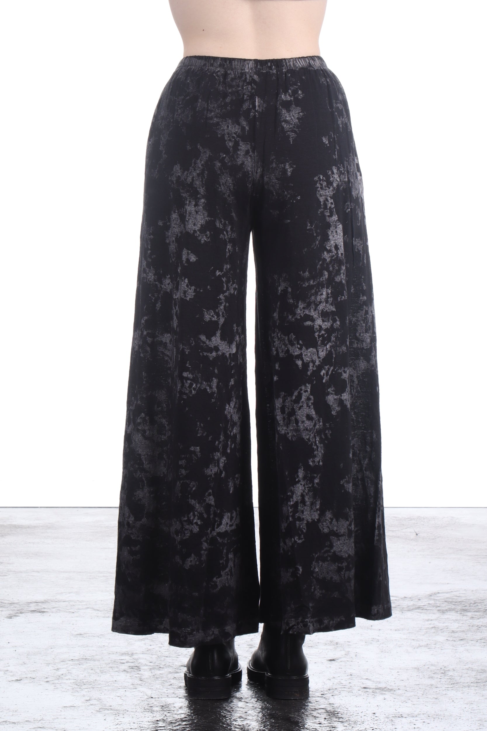 AVANT TOI Damen Hose weit mit elastischem Bund Camouflage schwarz grau
