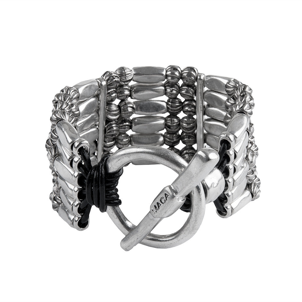MACA Kitzbühel Armband A058 silber und schwarz