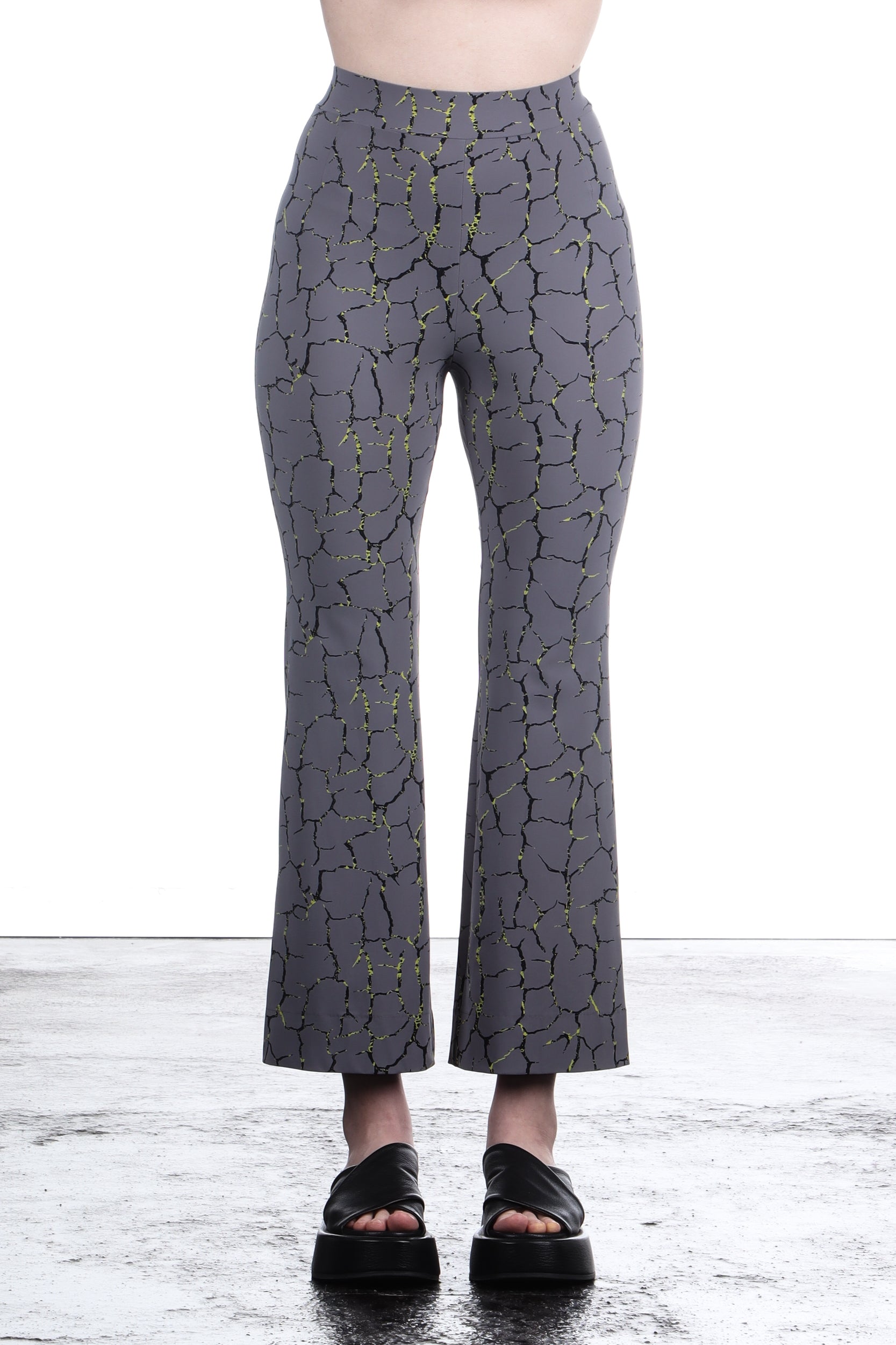 Schella Kann 2 Damen Stretch Schlaghose grau mit Print