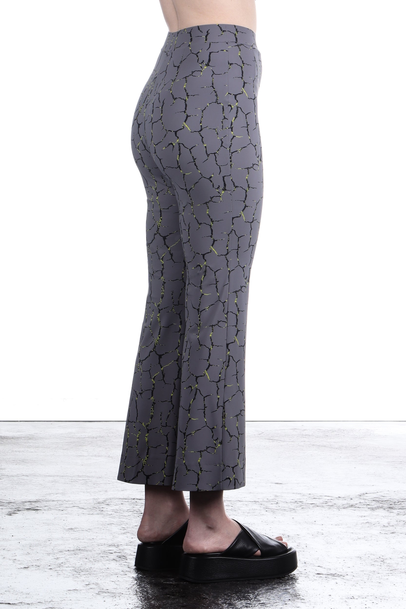 Schella Kann 2 Damen Stretch Schlaghose grau mit Print