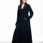 Y's Yohji Yamamoto Damen Longhemd Asymmetrisch schwarz - Seitenansicht