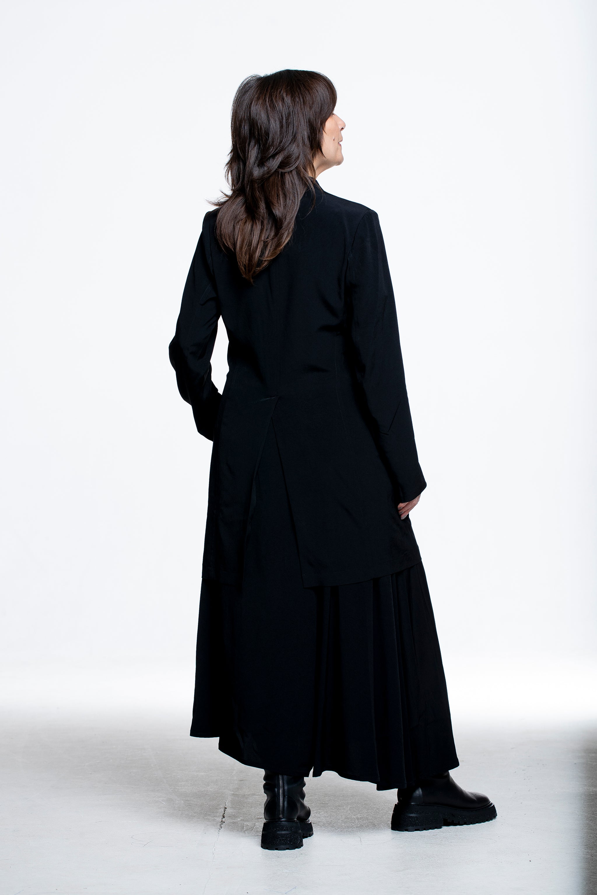 Y's Yohji Yamamoto Damen Longhemd Asymmetrisch schwarz - Rückansicht