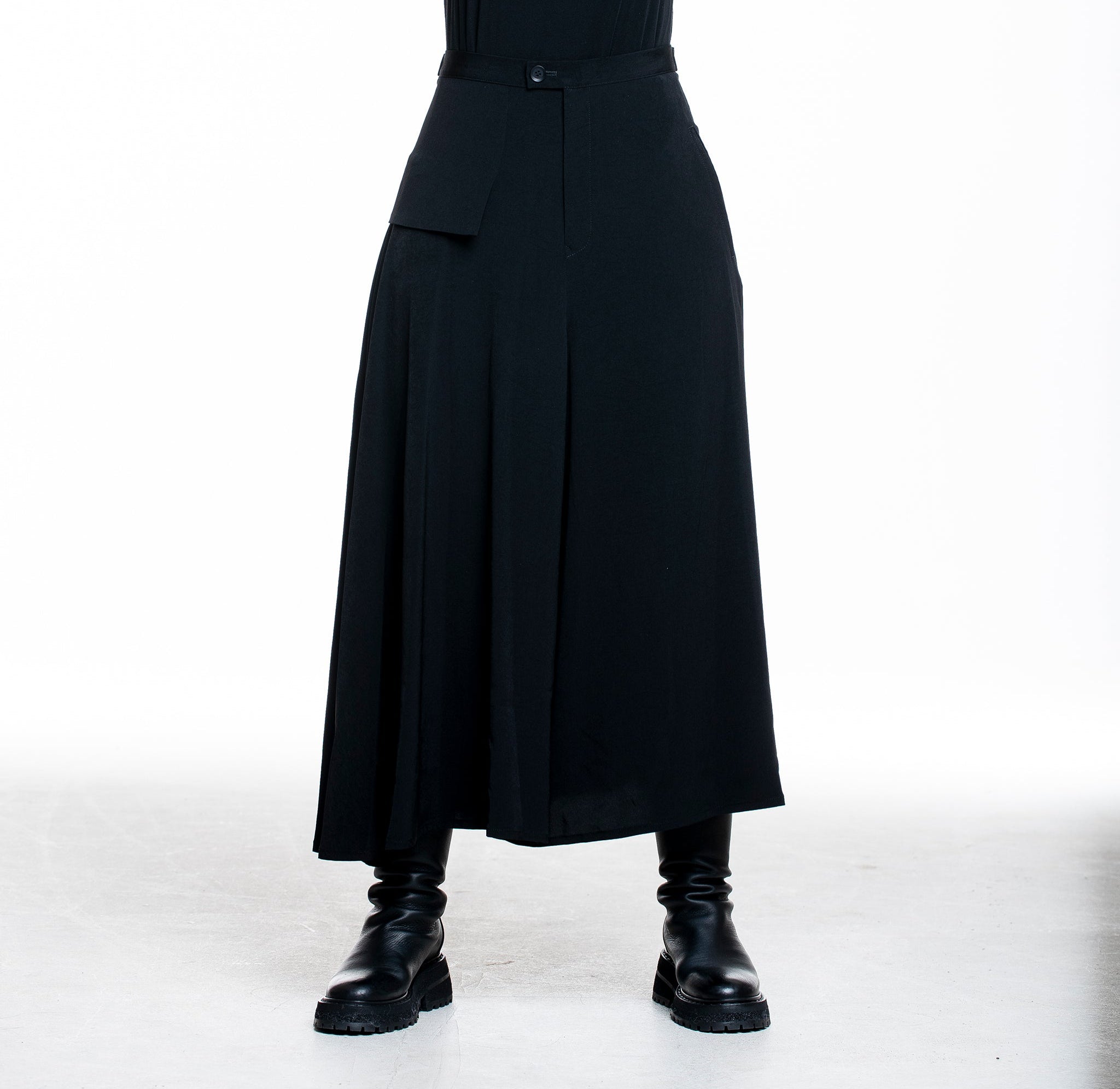 Yohji Yamamoto Damen Weite Flare Hose schwarz