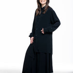 Y's Yohji Yamamoto Damen Longhemd Asymmetrisch schwarz - Seitenansicht