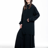 Y's Yohji Yamamoto Damen Longhemd Asymmetrisch schwarz - Seitenansicht