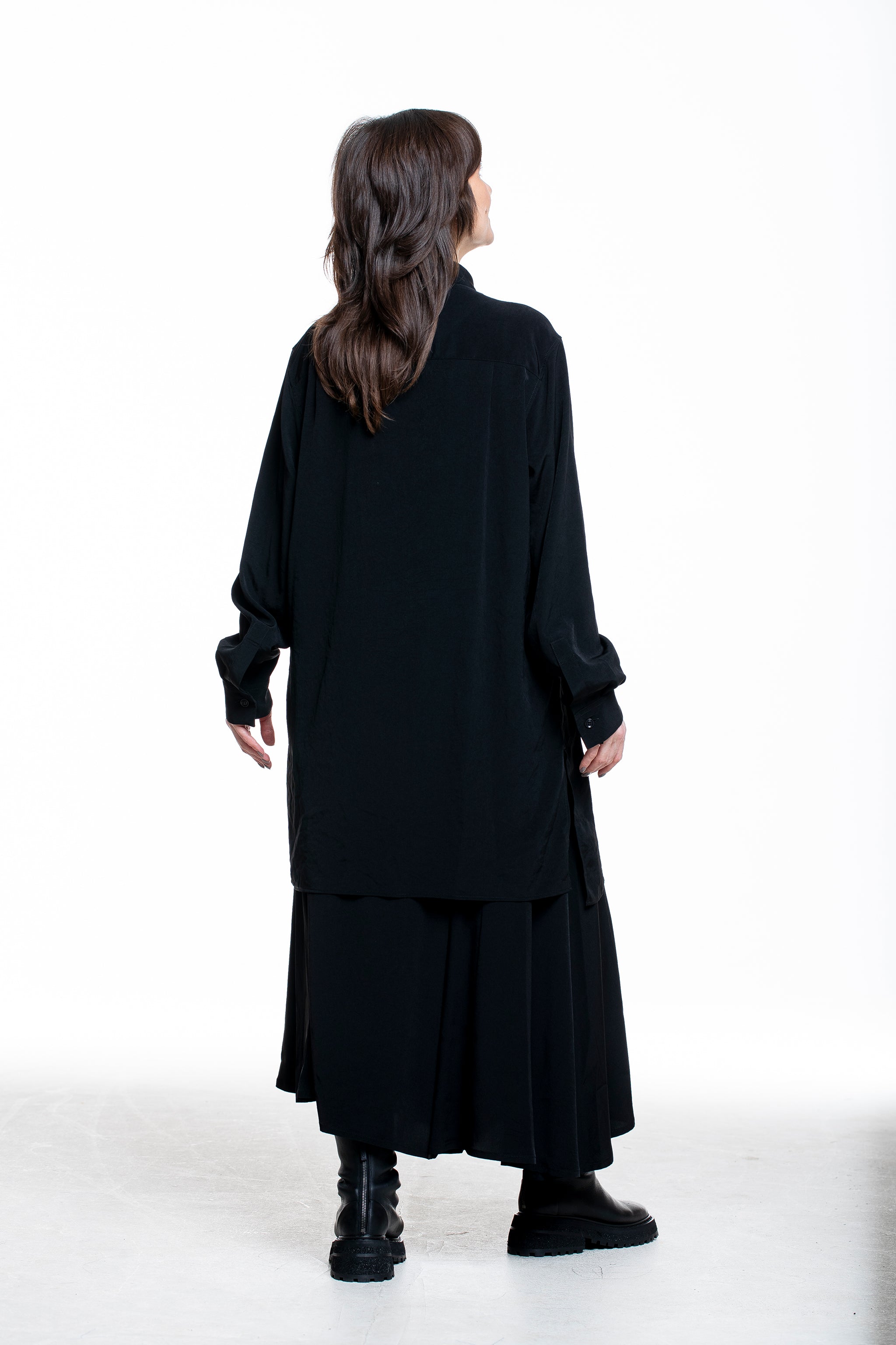 Y's Yohji Yamamoto Damen Longhemd Asymmetrisch schwarz - Rückansicht