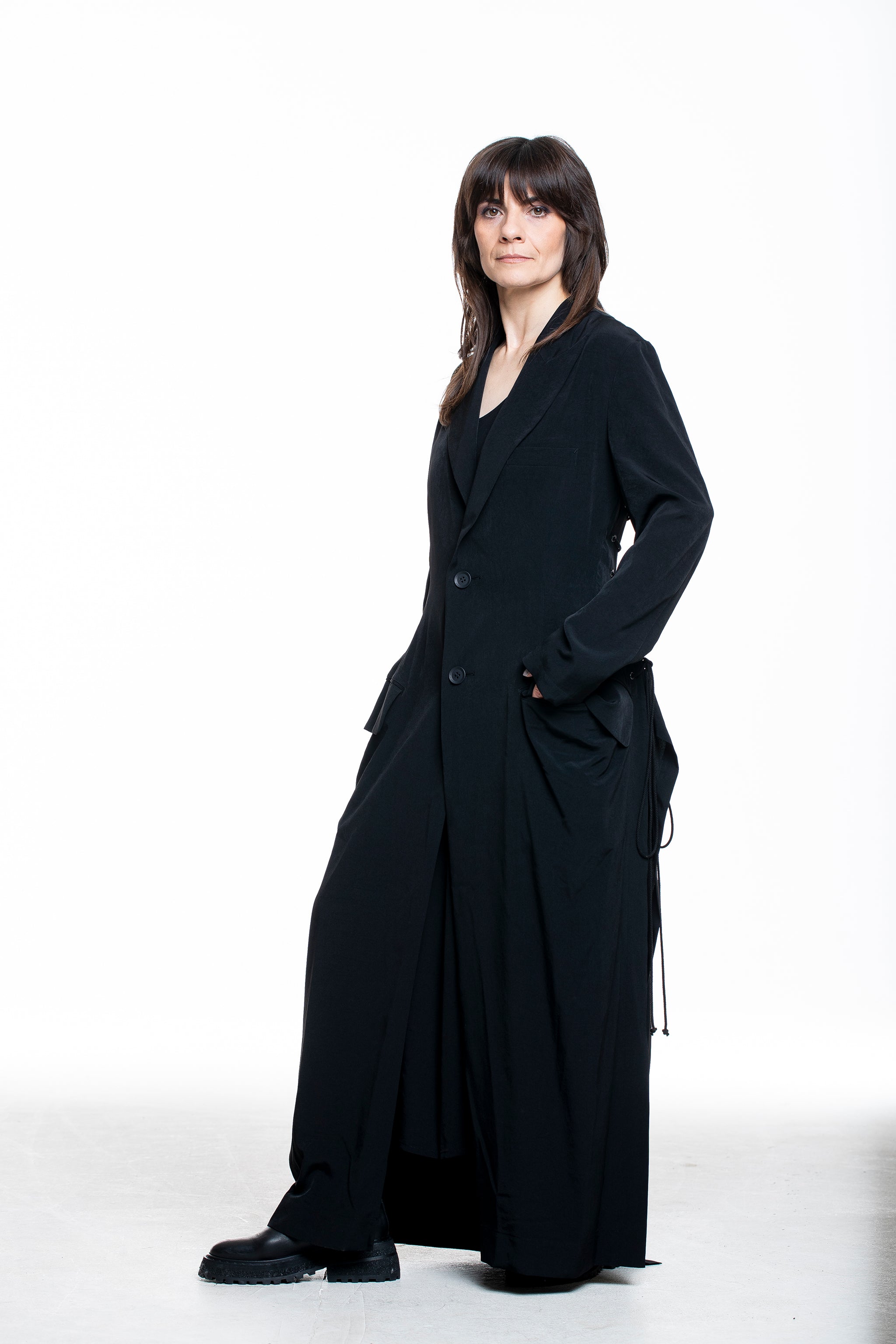 Yohji Yamamoto Damen Langer Mantel schwarz