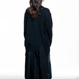 Yohji Yamamoto Damen Kaschmir Pullover Destroyed schwarz