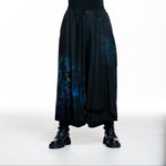 Y's Yohji Yamamoto Damen Culotte Hose Blumen Print schwarz-blau - Front 2