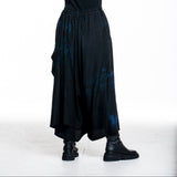 Y's Yohji Yamamoto Damen Culotte Hose Blumen Print schwarz-blau - Rückansicht