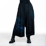 Y's Yohji Yamamoto Damen Culotte Hose Blumen Print schwarz-blau