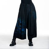 Y's Yohji Yamamoto Damen Culotte Hose Blumen Print schwarz-blau