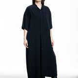 Yohji Yamamoto Damen Maxi Hemd-Kleid schwarz