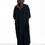 Yohji Yamamoto Damen Maxi Hemd-Kleid schwarz - Rückansicht