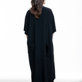 Yohji Yamamoto Damen Maxi Hemd-Kleid schwarz - Rückansicht